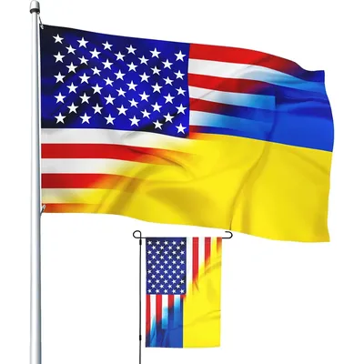 Ukraine Flag 4x6 Ft Double Sided Print - Friendship Flag with Garden Flags 12×18 Inch 3Ply - USA