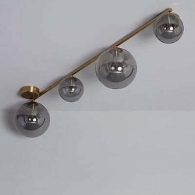 Efectoled - Deckenleuchte aus Metall und Glas Moonlight Brass 4 Spots Rauchgrau Image