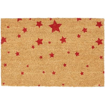 Fußmatte Kokos, Motiv sterne, BxT: 40x60 cm, rutschfest, Kokosfaser, Türmatte/Schmutzfangmatte, rot Image
