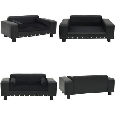 Hundesofa Schwarz 81x43x31 cm Plüsch und Kunstleder - Hundesofa - Hundesofas - Home & Living