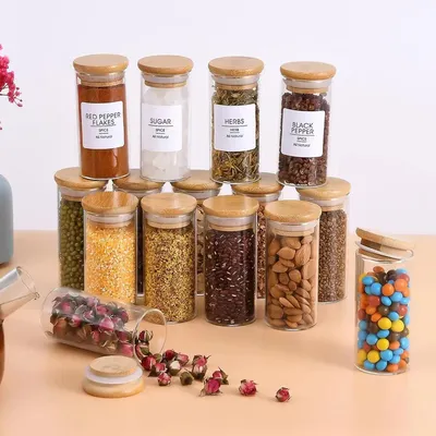 Glass Spice Jars with Bamboo Lids 4oz Airtight Seasoning Containers Small herb Jars for Pantry Organization and Storage