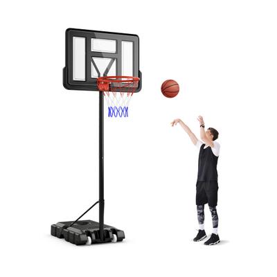 Costway 4.4-10 Feet Portable Basketball Hoop Adjustable with 2 Wheels and Fillable Base-Black