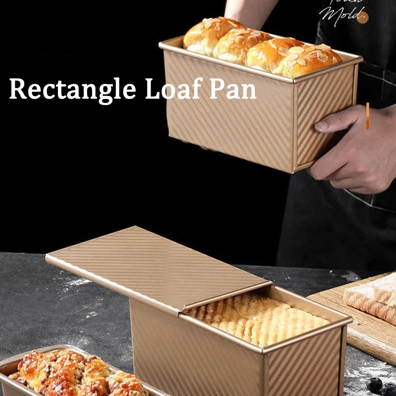 Rechteck Laib Pfanne Backen Toast Pullman Box Tablett Kuchen Zinn Pfannen Formen Form Deckel Platten machen nicht Französisch Werkzeug Metall Antihaft-Form Image