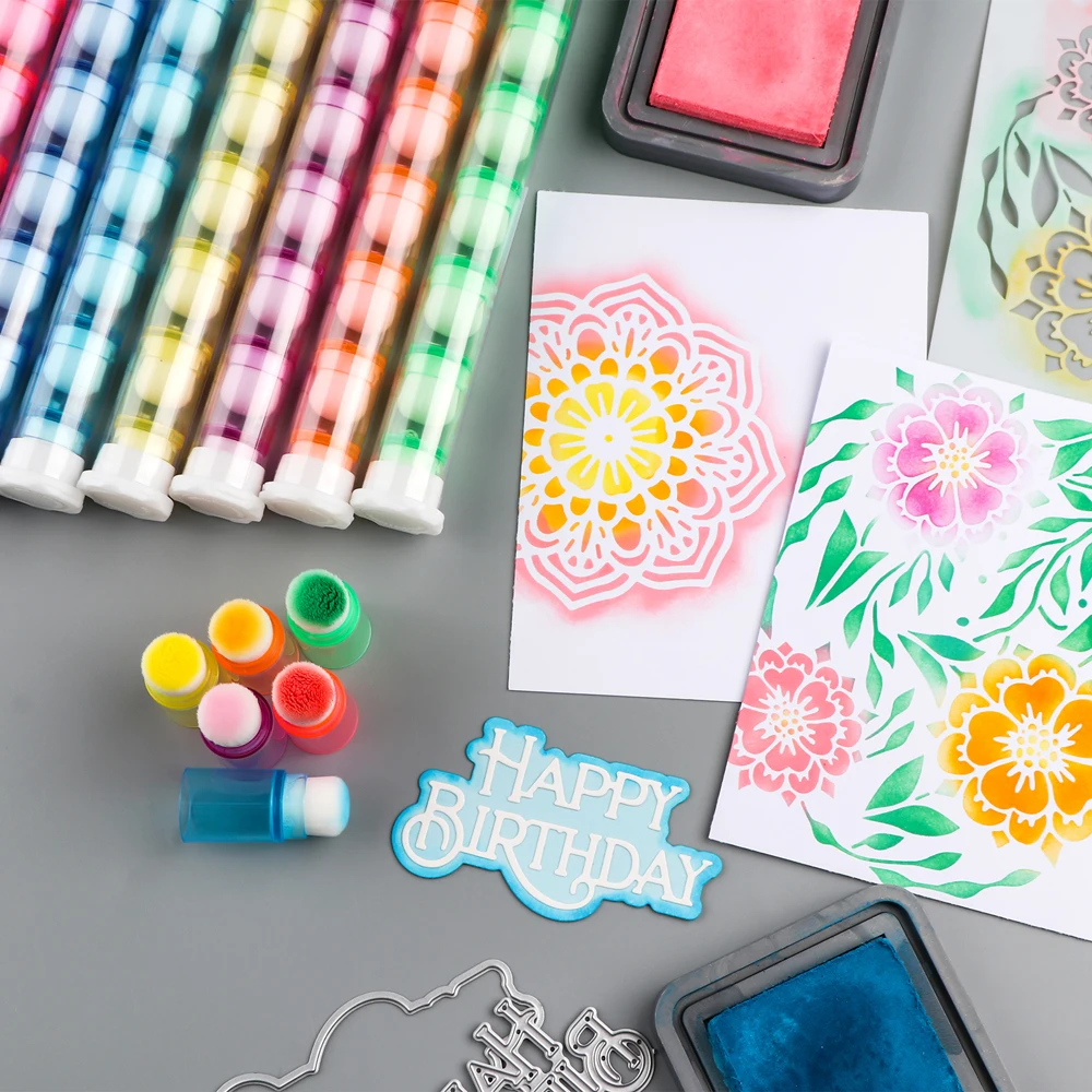 8 teile/satz Mini Stapelbare Mixer Pinsel Weichen Borsten Finger Daubers Tinte Blending Tool Für Kartenherstellung Malerei Zeichnung Zu Einfacher Image