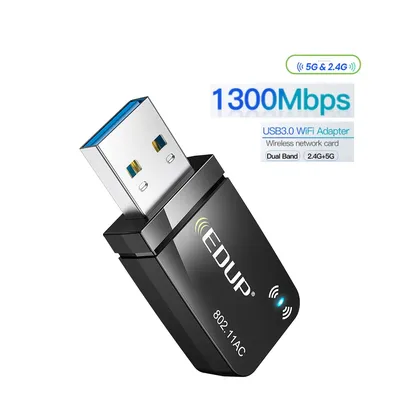 Edup 100mbps wifi adapter usb 1300 wifi drahtloses netzwerk wifi karte mini tragbares 5g & 3,0g wifi usb ethernet für pc laptop desktop