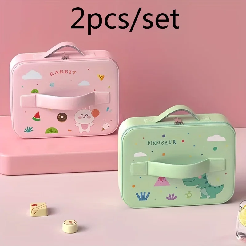 Isolierte Tasche Student Lunchbox Einkaufstasche Cartoon Kaninchen Dinosaurier Wasserdichte Bento Tasche Handtasche Geburtstagsgeschenk Image