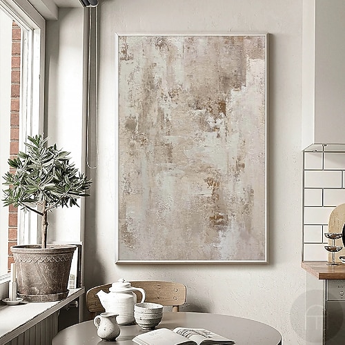 abstraktes Ölgemälde handgemalt beige braun und grün Malerei handgemachte braun Wabi Sabi Kunstwerk Ölgemälde handgemalt strukturierte Ölgemälde beige Ölgemälde abstrakte Leinwand Kunst modernes Dekor