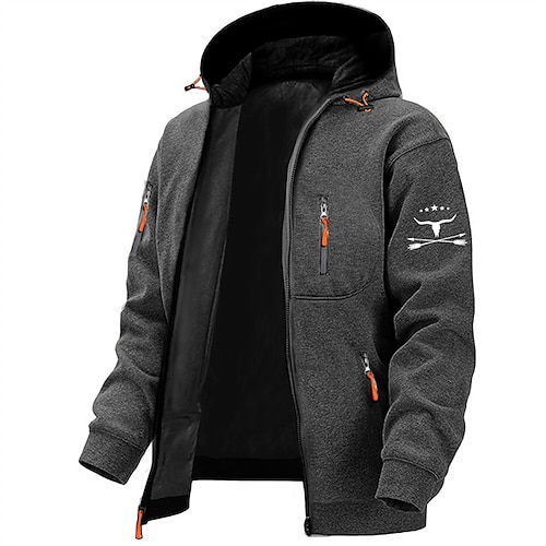Herren Graphic Tier Langarm Sweatshirts Mit Kapuze Strassenmode Designer Sport Natur Casual Frühling Herbst Marineblau Dunkelgray Grau Bekleidung Designer S M L XL XXL 3XL