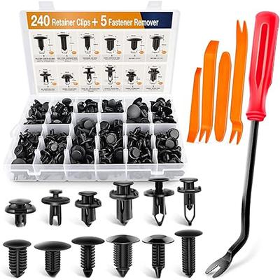 240PCS Bumper Retainer Clips Car Plastic Rivets Fasteners Push Retainer Kit Most Popular Sizes Auto Push Pin Rivets Set -Door Trim Panel Fender Clips for GM Ford Toyota Honda Chrysler