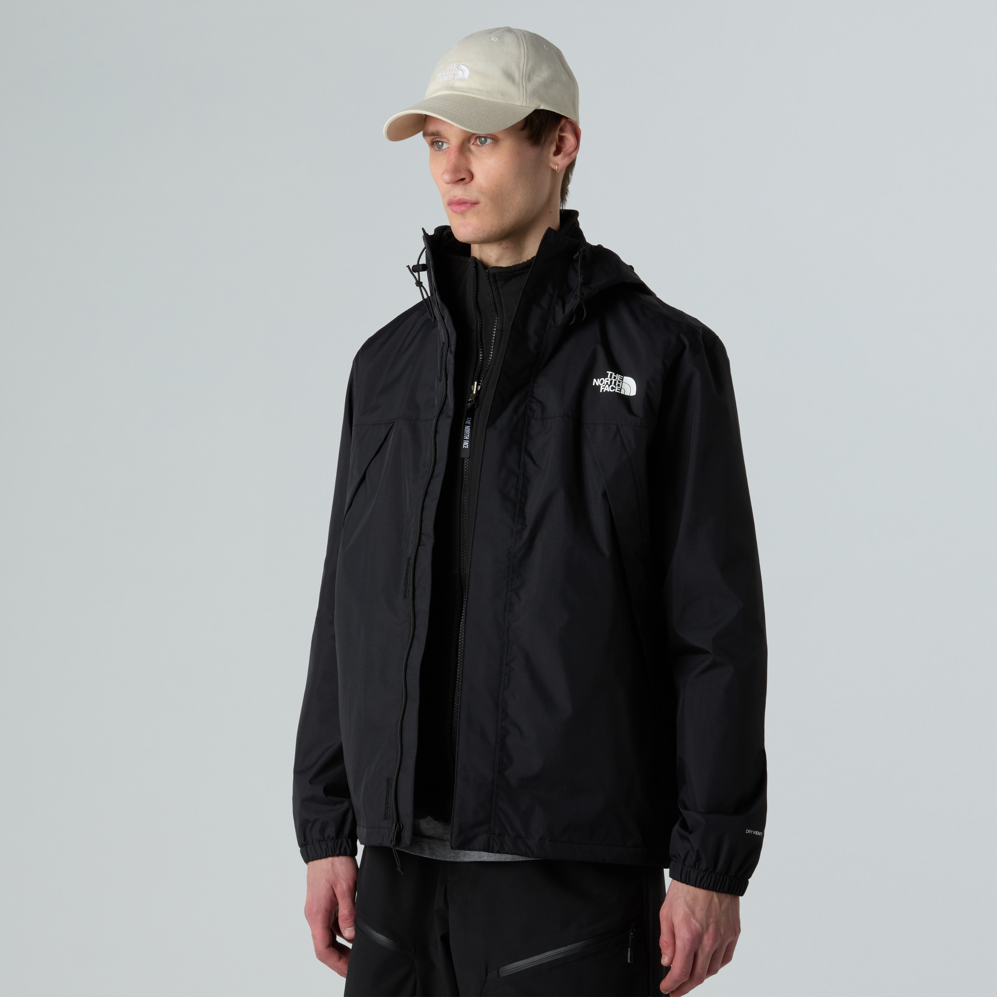 Funktionsjacke THE NORTH FACE "Antora", Herren, Gr. M, schwarz (tnf schwarz, np), Obermaterial: 100% Nylon, hoch geschlossener Ausschnitt, eingesetzt elastischer Bund, Jacken Funktionsjacke, mit hoch geschlossenem Ausschnitt, atmungsaktiv, winddicht