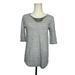 J. Crew Tops | J Crew Gray White Striped Top With Embellishments 3 4 Sleeve Crew Neck Size S | Color: Gray | Size: S