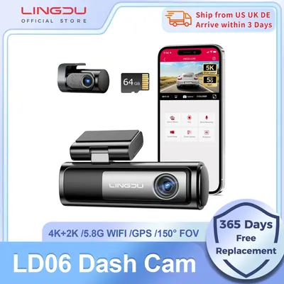 LINGDU LD06 Dash Cam 5K Car DVR 5.8Ghz WiFi GPS Support BT Voice Control Dash Car Camera 24H Parking Monitor WDR Night Vision