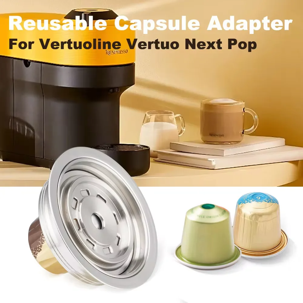 iCafilas wiederverwendbarer Kapseladapter für Vertuo Next Pop Machine, kompatibel mit Nespresso Original Kaffeekapselkapseln