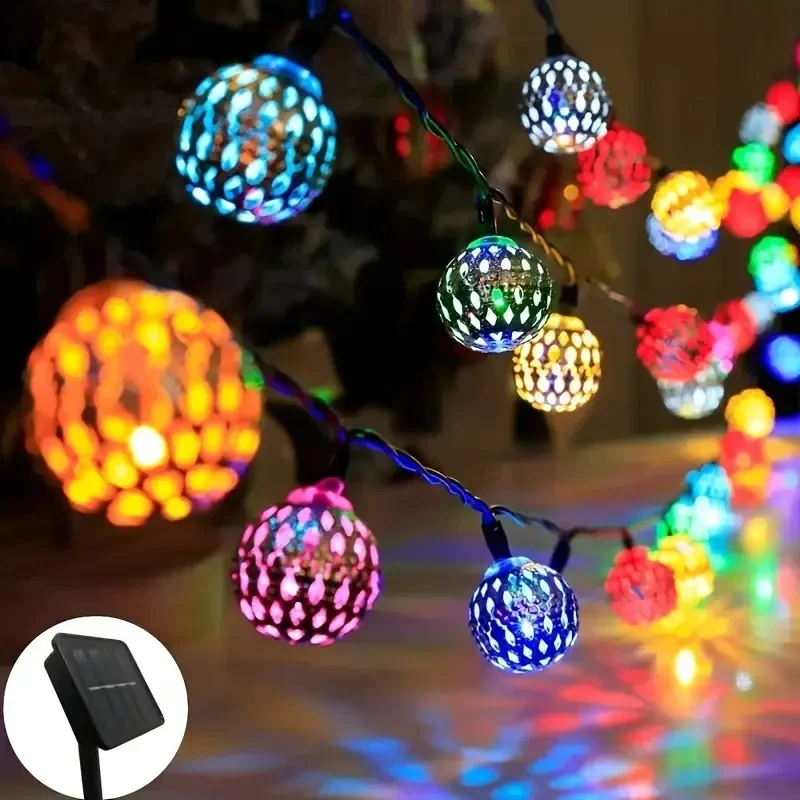 12/7 m 5 M/6 M Solar Marokkanische Ball Licht Im Freien Wasserdichte Fee Garten Lampe 8 Modi für Garten Hof Durchgang Außen Beleuchtung