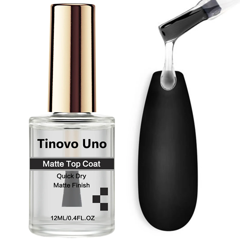 Tinovo Uno Normal Matte Top Coat Quick Dry Matte Regular Nail Polish Finish 12ML Long Lasting Wear Clear Nails Lacquer Sealer Image