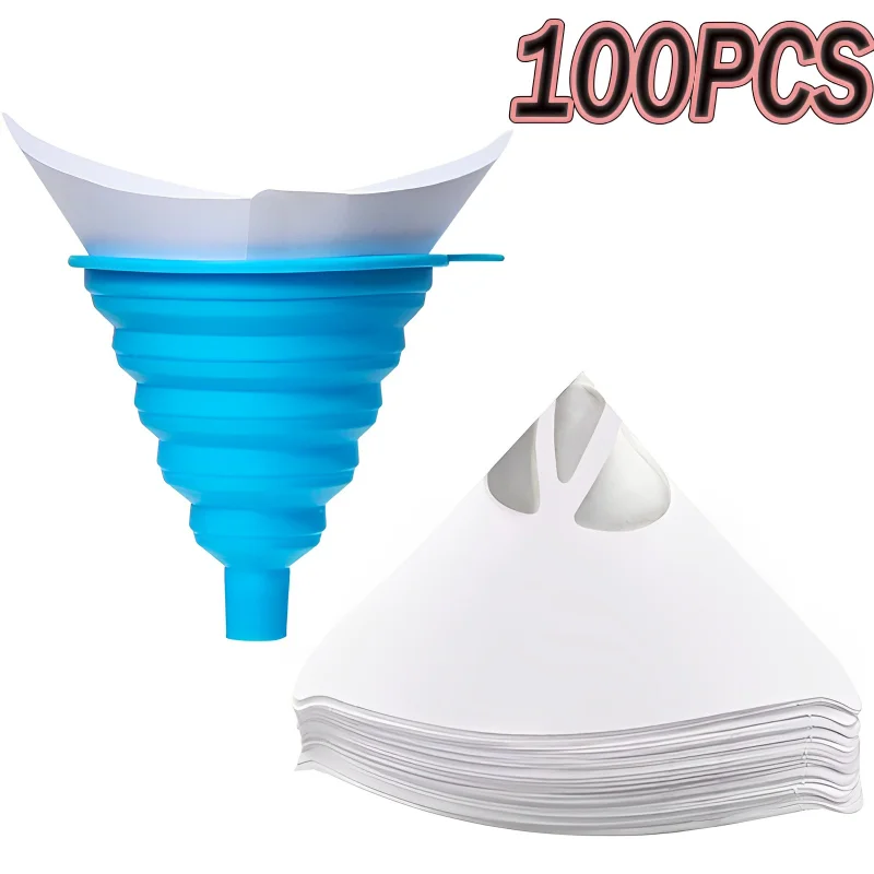 50/100Pcs Autolack Spray Mesh Papier Filter Farbe Papier Reinigung Sieben Mesh Einweg Papier Konische Trichter Filter Werkzeuge Image
