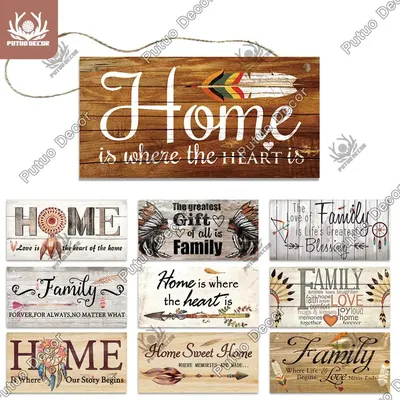 Putuo Dekor Familie Holz Zeichen süßes Zuhause Holz Wandtafel hängen Tags für Geschenk Freundschaft Image