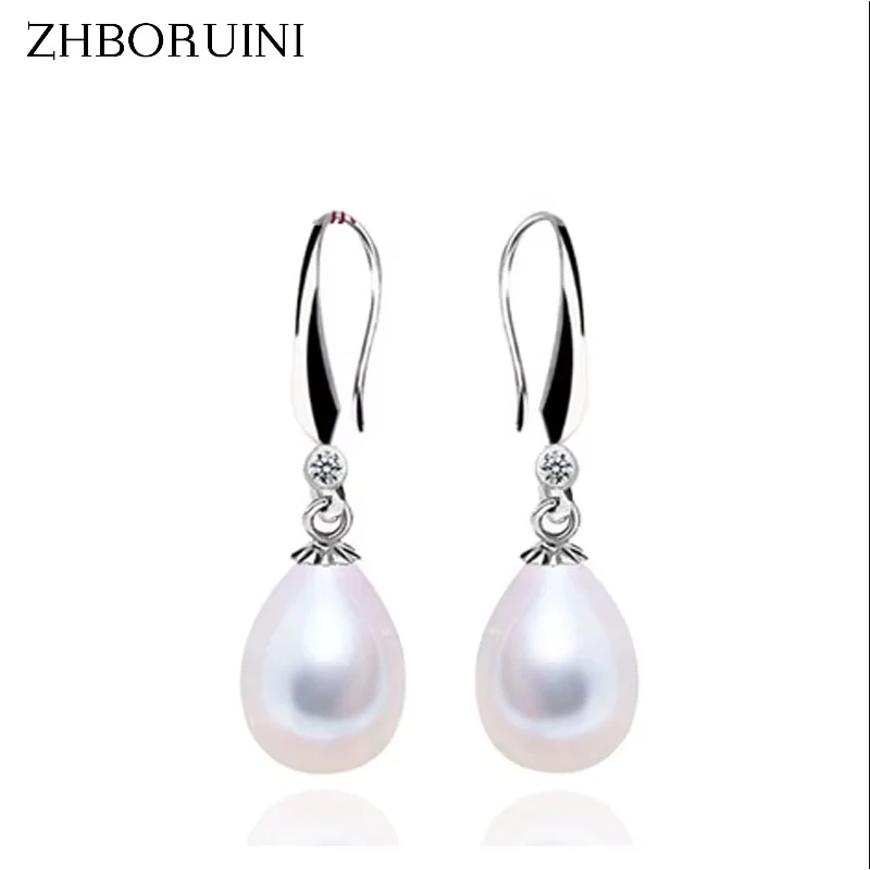 ZHBORUINI Orecchini di perle d'acqua dolce naturali di alta qualità Gioielli di perle in argento sterling 925 8-9mm Orecchino di goccia d'acqua Ragazza Donna