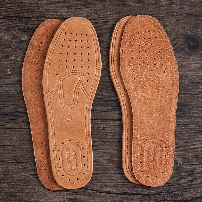 1 Paar Rindsleder-Einlegesohlen für Schuhe, Herren, bequem, Deodorant, lässig, Leder-Einlegesohle, Füße, hochwertiges echtes Leder, flache Schuhsohle Image