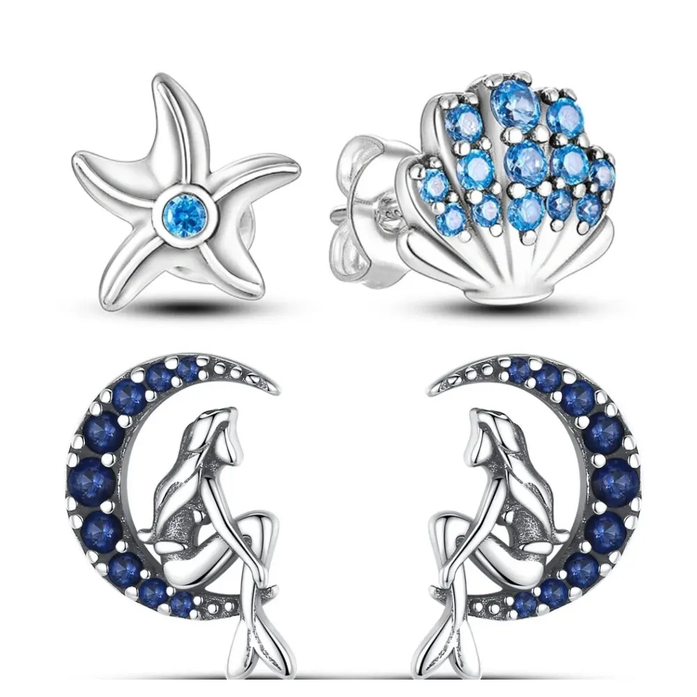 2024 neue Silber Ohrschmuck Marine Elemente Design baumeln Ohr stecker trend ige weibliche Luxus feine Verlobung Hochzeit Ohrring Image