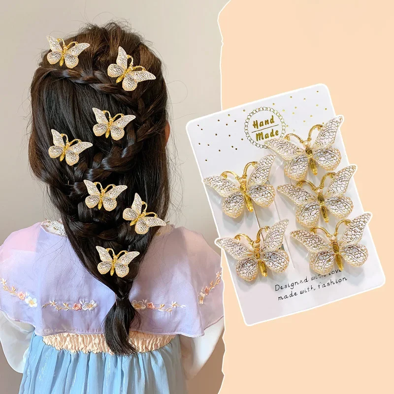 5PCS Bunte Farbverlauf 3D Schmetterling Nette Baby Haarnadeln Kinder Haar Clips Kinder Headwear Prinzessin Haarspange Mädchen Zubehör Image