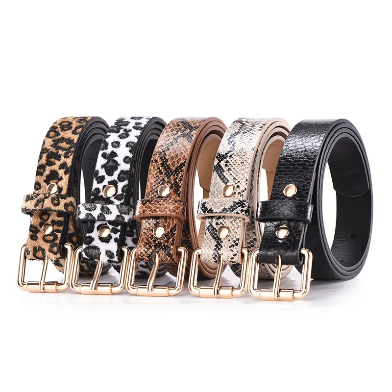 Heißer Verkauf Neue Mode Angepasst PU Leder Leopard Snake Print Schlanken Gürtel Für Frauen Image
