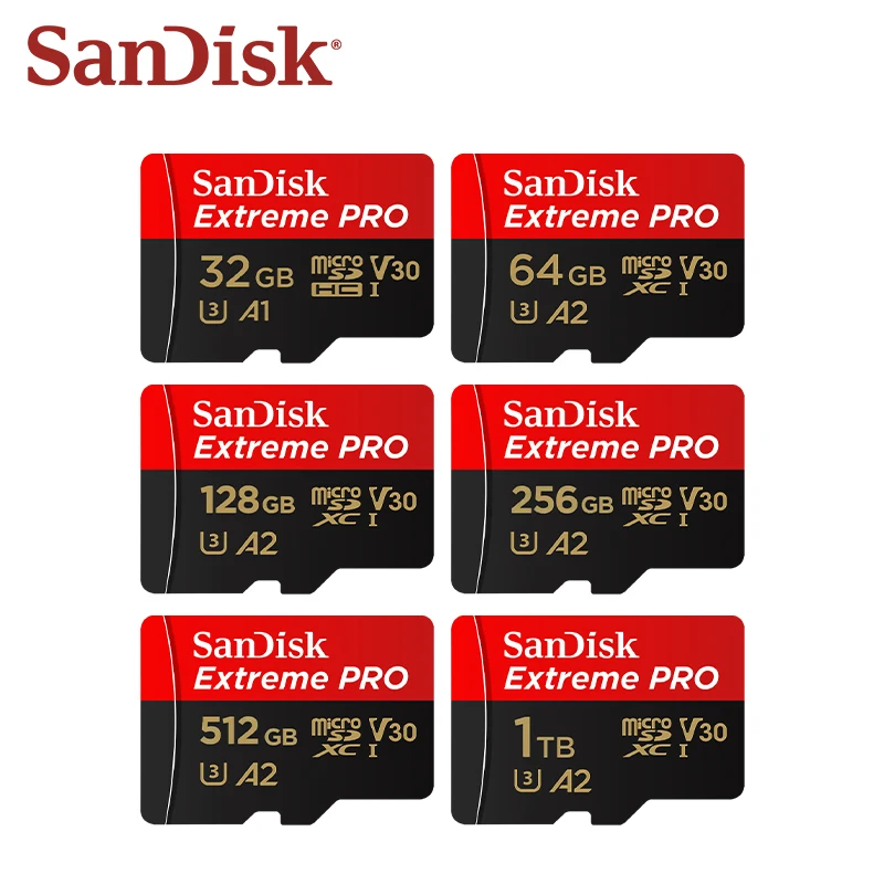 Scheda di memoria SanDisk Extreme PRO microSDXC UHS-I Scheda Micro SD V30 A2 32 GB 64 GB 128 GB 256 GB 512 GB 1 TB Fino a 200 Mb/s Flash TF Card