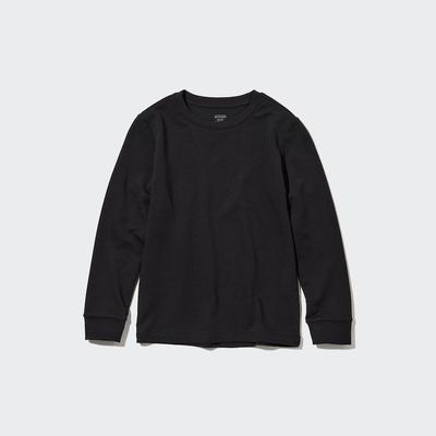 Uniqlo - Cotton Heattech Extra Warm Crew Neck Long Sleeved Top - Black - 7-8Y