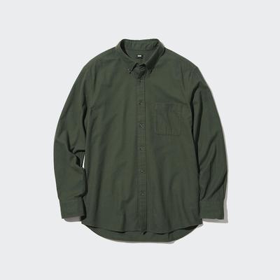 Uniqlo - Cotton Flannel Regular Fit Shirt - Green - XS