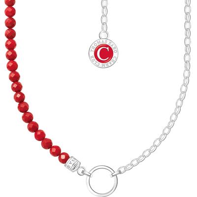 Charm-Kette THOMAS SABO "rote Beads und Gliederelemente, KE2190-007-10-L45v" Gr. 45, bunt (silberfarben, rot), Halskette