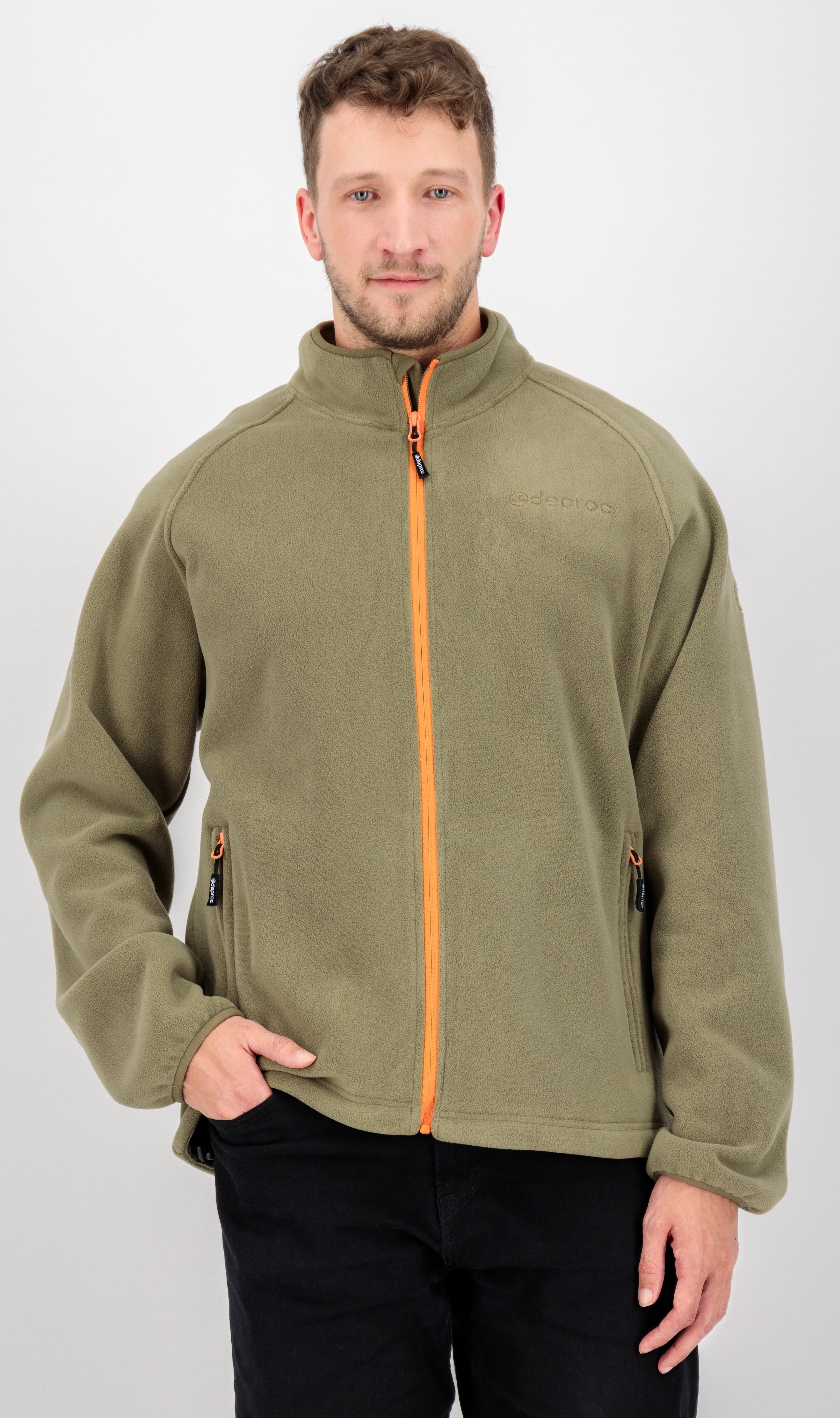 Fleecejacke DEPROC ACTIVE "WAWA BAY", Herren, Gr. 4XL (60), grün (olive), 100% Polyester, gerader Abschluss, Jacken Fleecejacke, auch in großen Größen erhältlich