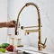 Robinet de cuisine en acier inoxydable doré, mélangeurs d'eau froide et chaude, robinets à ressort rotatifs à 360 ° à trou unique, robinets d'évier de cuisine