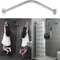 Rideau de douche d'angle extensible en acier inoxydable, Rail de poteau argenté, Quincaillerie de