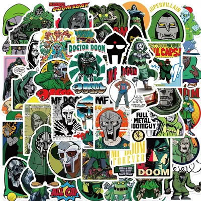 50PCS Hip Hop Rapper Mf Doom Aufkleber Sänger Graffiti DIY Skateboard Telefon Gepäck Laptop Gitarre Spielzeug Aufkleber Aufkleber Für fan Image