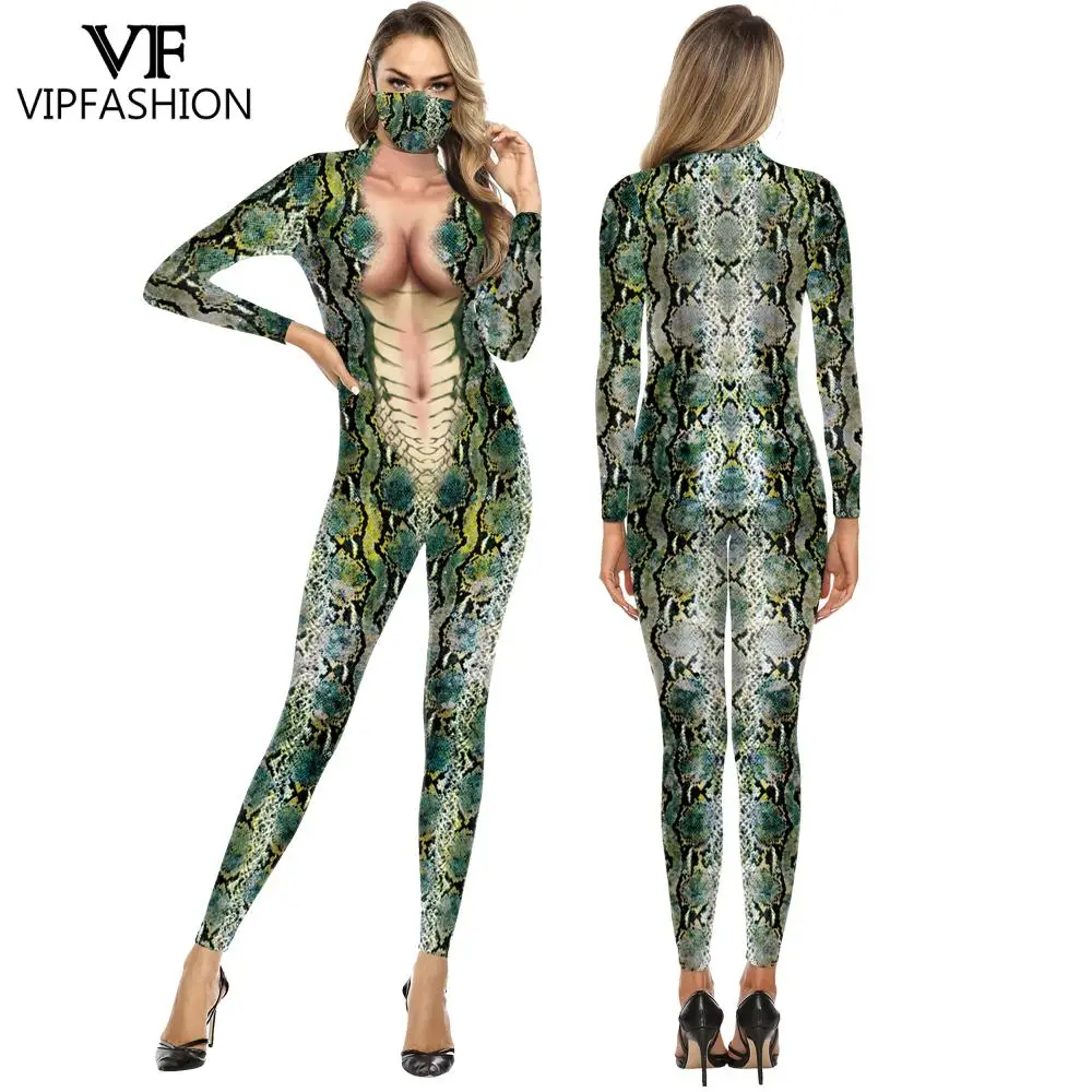 VIP Mode Frauen Schlange Druck Overall Männer Karneval Purim Halloween Kostüm 3D-Druck sexy Zentai Anzug Paar Cosplay Kleidung Image