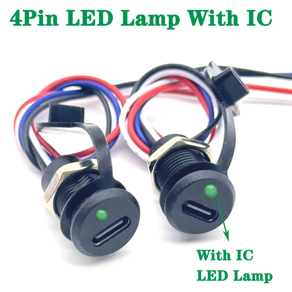 4Pin LED Lampe Mit IC USB C hohe strom lade buchse mit mutter snap lock platte TYPE-C Weibliche Wasserdichte buchse Jack Image