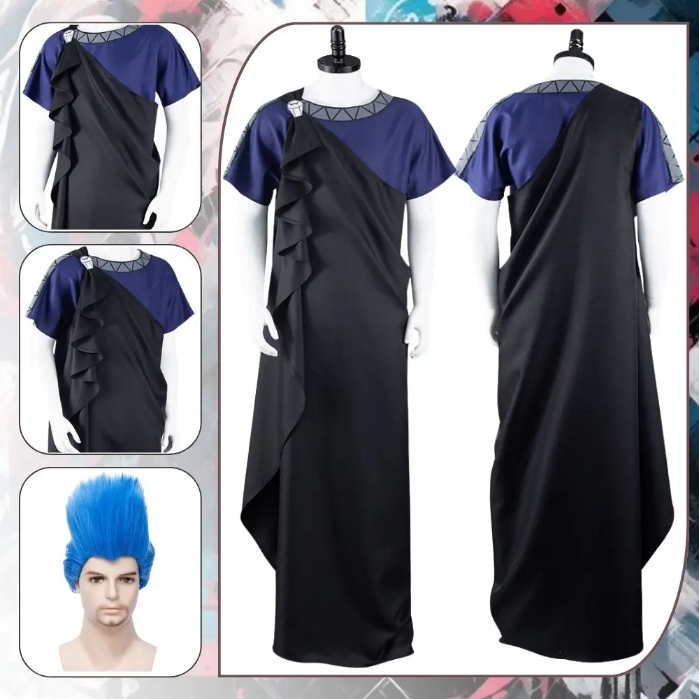 Hades Cosplay Herculers Herren Kostüm Perücken Robe Fantasia Verkleidung für Erwachsene Männer Rollenspiel Kleidung Halloween Karneval Party Anzug Image