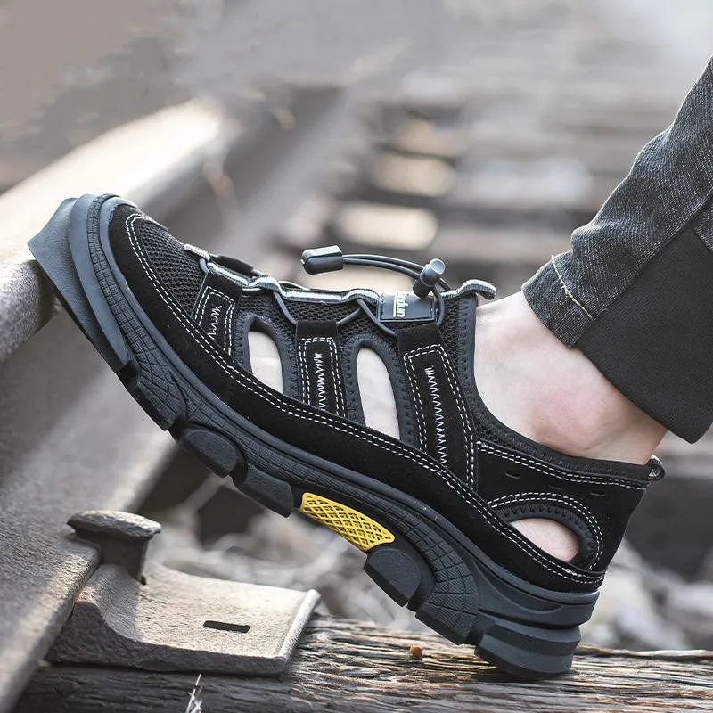 Chaussures de travail décontractées pour hommes, couvre-embouts en acier, chaussures de sécurité pour travailleurs, sandales d