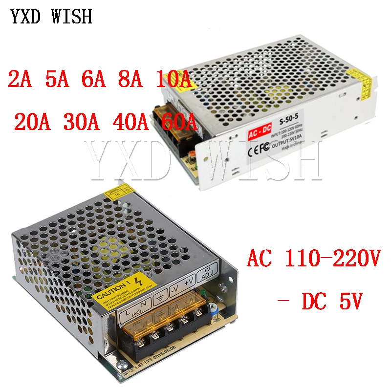 DC 5V 2A 3A 4A 5A 6A 8A 10A 20A 30A 40A 60A Led Schalter Netzteil Transformator, Konstantstrom Led Power Treiber Adapter 5 V Image