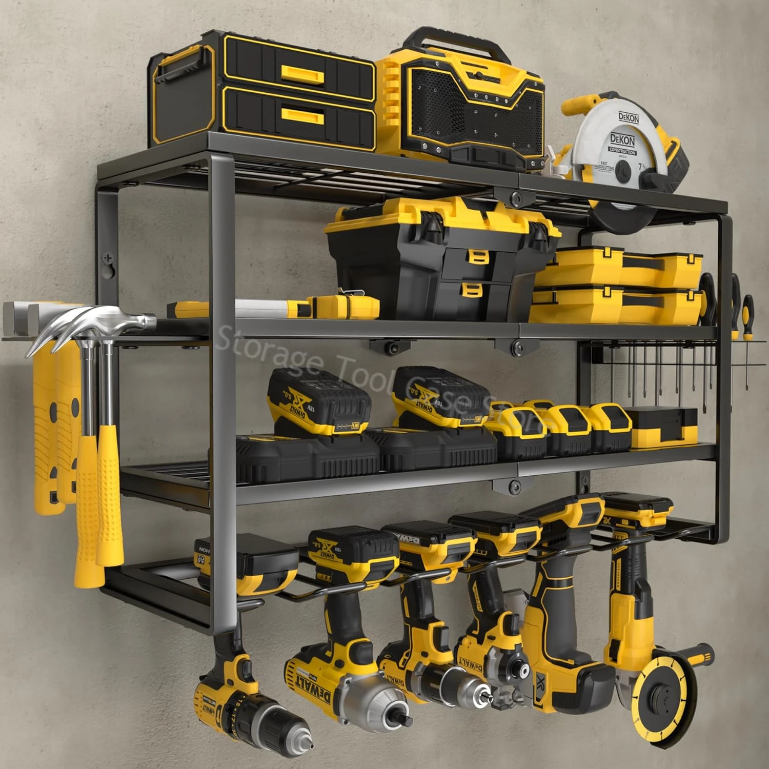 Organisateur d'outils à 3 niveaux, étagère murale pour outils, armoire de rangement pour perceuse électrique, chariot à outils, ensemble de rangement pour outils, armoire à outils pour garage et