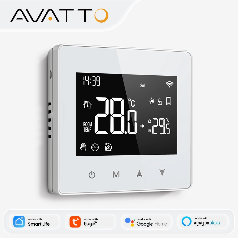 AVATTO WiFi/ZigBee Smart Thermostat, batteriebetrieben, energiesparend, für Wasser- und Gasheizungen, Temperaturregler, kompatibel mit Tuya, Alexa, Google Home, Alice Image
