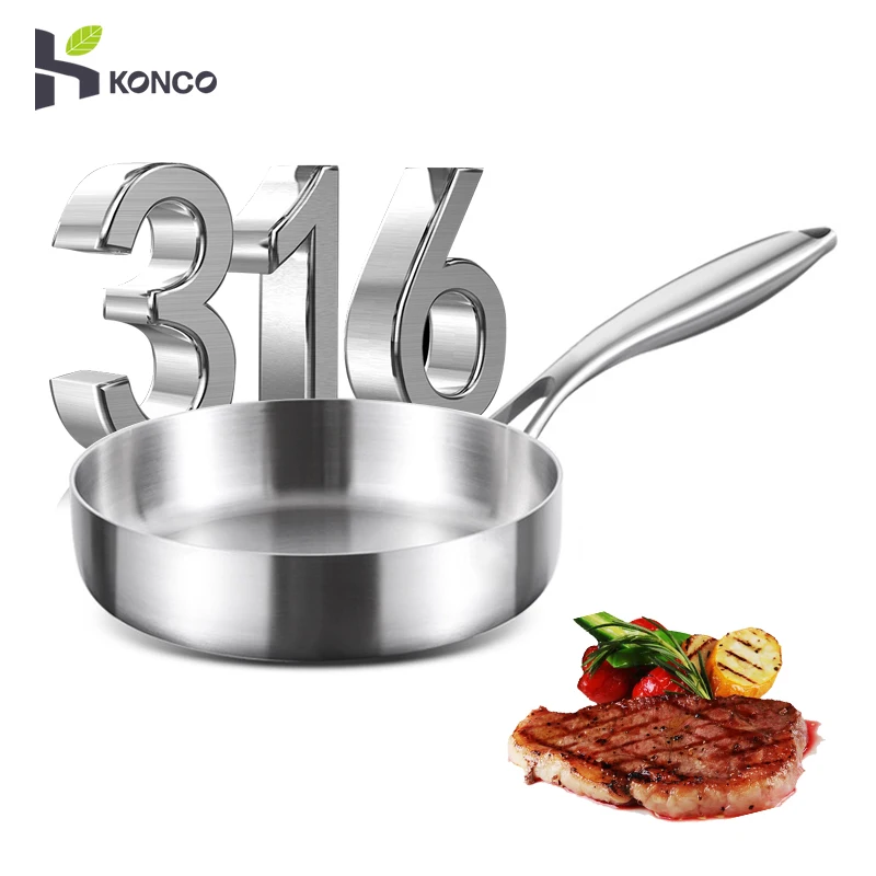 Poêle à frire en acier inoxydable 316, 20cm, Wok non revêtu, Pots antiadhésifs, marmite de cuisine domestique, ustensiles de cuisine, poêle à Steak