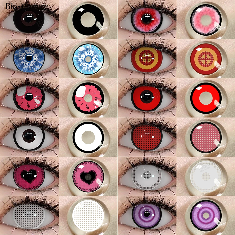 Bio-Essenz 1 Paar Halloween-Kontaktlinsen für Augen Cosplay-Linsen Anime-Linsen Anime-Zubehör Linsen schwarze Linsen rosa Linse Image
