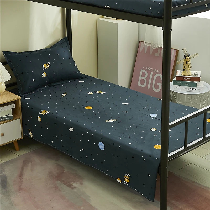 Drap de lit 120x210cm, 1 pièce pour lit simple, draps plats modernes 100% Polyester, grille de baleine imprimée, dortoir, linge de lit pour la maison, couvre-lit