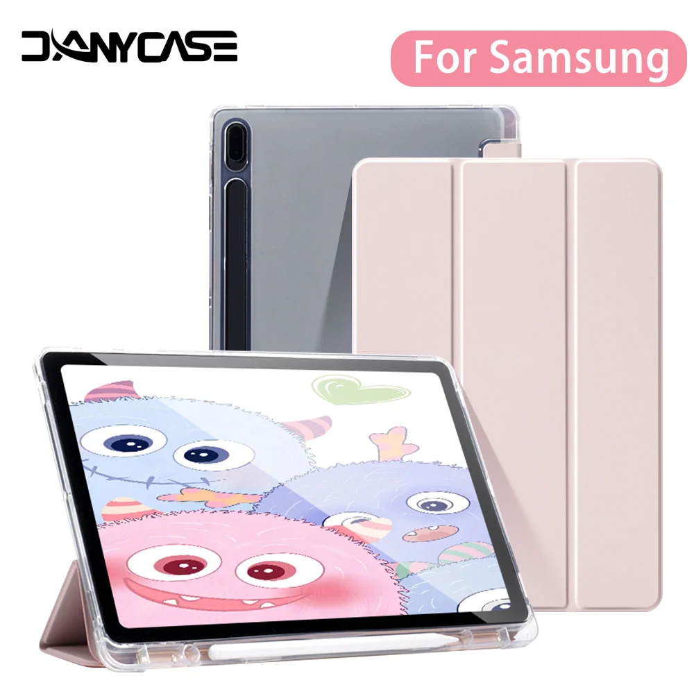 Hülle für Samsung Galaxy Tab S9 FE11 S8 S7 Plus FE 12,4 Zoll S6 Lite, transparente Rückseite, Tablet-Abdeckung für Tab mit Stifthalter Image