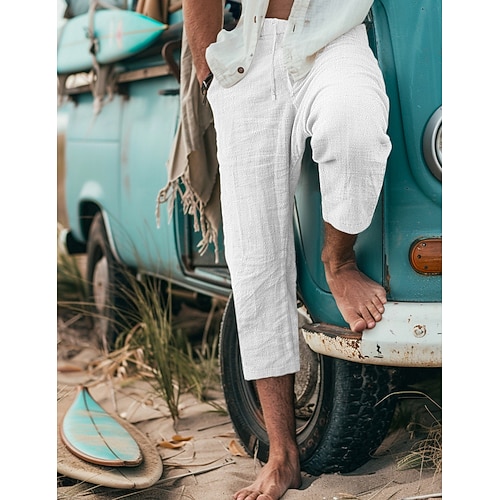 Herren Shorts Kurze Hosen Sommer-Shorts Caprihose Kordelzug Elastische Taille Glatt Komfort Atmungsaktiv Wadenlänge Outdoor Täglich Ausgehen Stilvoll Brautkleider schlicht Graues Grün Schwarz Image