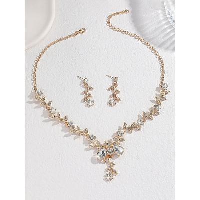 Women's Elegant Zircon and Alloy Necklace and Earring Set - Perfect for Weddings and Special Occasions