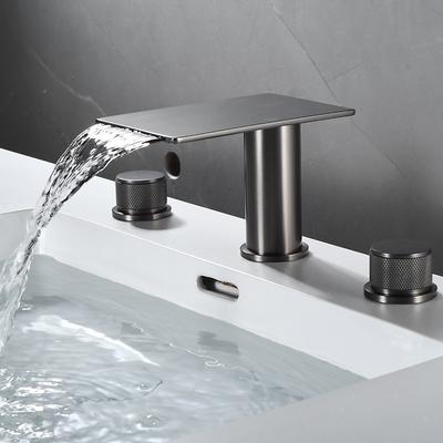 Bathroom Sink Faucet - Waterfall Electroplated Mount Outside Single Handle Three HolesBath Taps