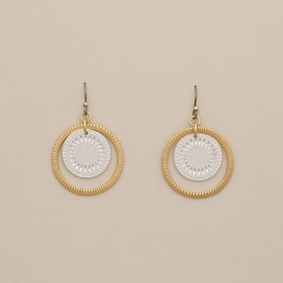 Lucky Brand Two Tone Carved Disc Earrings - Women's Ladies Accessories Jewelry Earrings