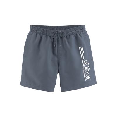 Badeshorts S.OLIVER "Philip", Herren, Gr. XL (54/56), N-Gr, blau, Microfaser, Polyester, unifarben, Badehosen, mit Logo-Print im Used-Look Image